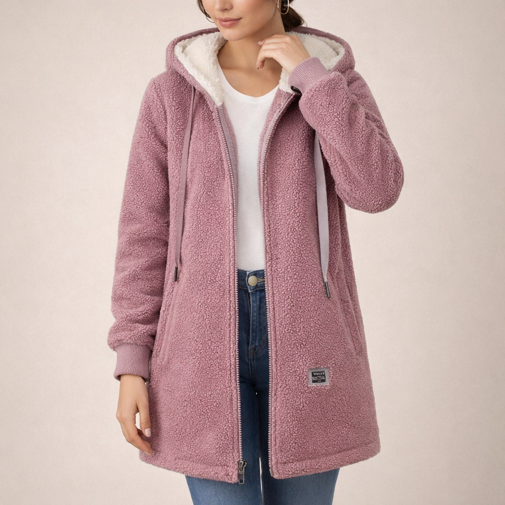 Natalia | Długa Bluza Z Pluszowym Kapturem